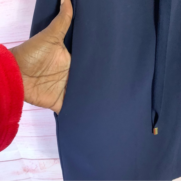 Trina Turk Navy Blue Bell Sleeve Dress Size 2 - Picture 7 of 8